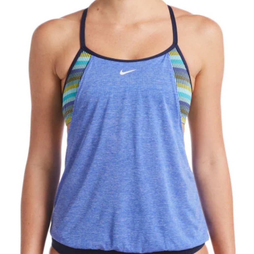 🦄NWT Nike Texture Stripe Layered Tankini Top, Small